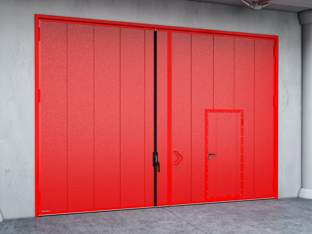 Распашные противопожарные ворота, устанавливаются в складских, в жилищных и торговых комплексах.