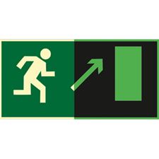Знак E05 Направление к эвакуационному выходу направо вверх (Фотолюминесцентный Пленка)
