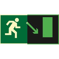 Знак E07 Направление к эвакуационному выходу направо вниз (Фотолюминесцентный Пленка)