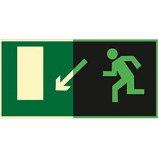 Знак E08 Направление к эвакуационному выходу налево вниз (Фотолюминесцентный Пленка)