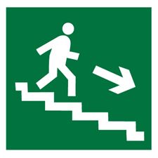 Знак E13 Направление к эвакуационному выходу по лестнице вниз (правосторонний) (пленка)
