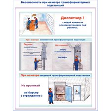 Плакат "Безопасность при осмотре высоковольтных воздушных линий электропередачи и трансформаторных подстанций"(к-т из 2 л.)